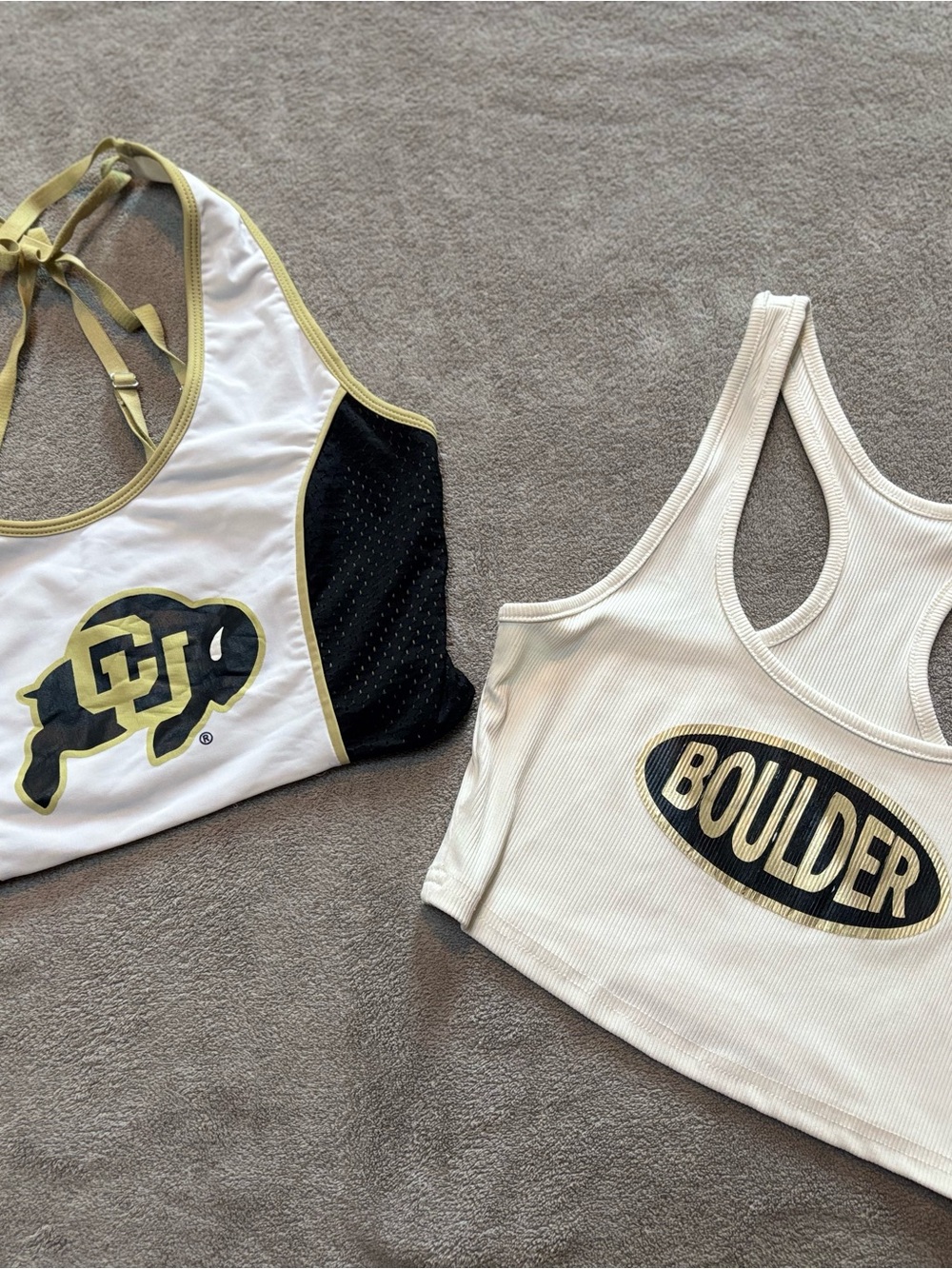 CU Boulder Athletic Cropped Tank Top - White/Gold